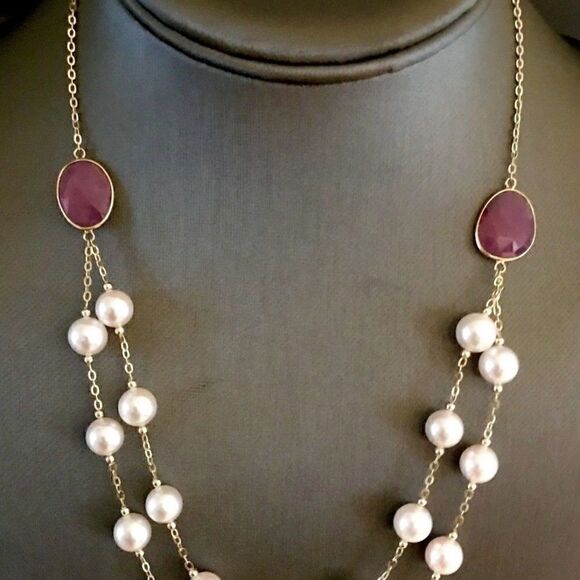 Akoya Pearl Ruby Necklace 14k Gold 7.80 mm 19 3/4" Certified $2,450 820424 - Picture 7 of 7